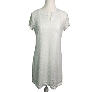 Isaac Mizrahi Live! White Lace Shift Dress Women’s XS Short Sleeve Bridal Knee